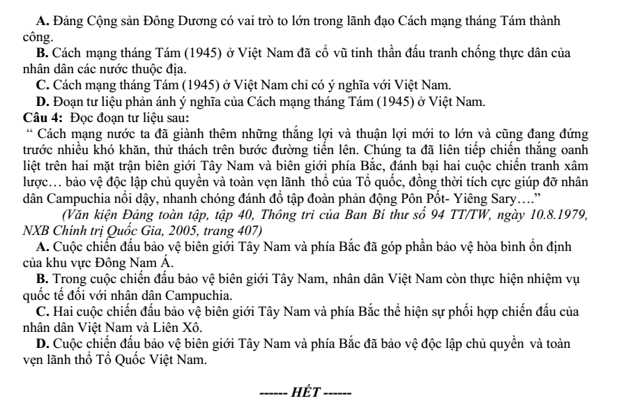 Đề thi Học kì 1 Lịch Sử 12 năm 2024-2025 trường THPT Gio Linh (Quảng Trị)