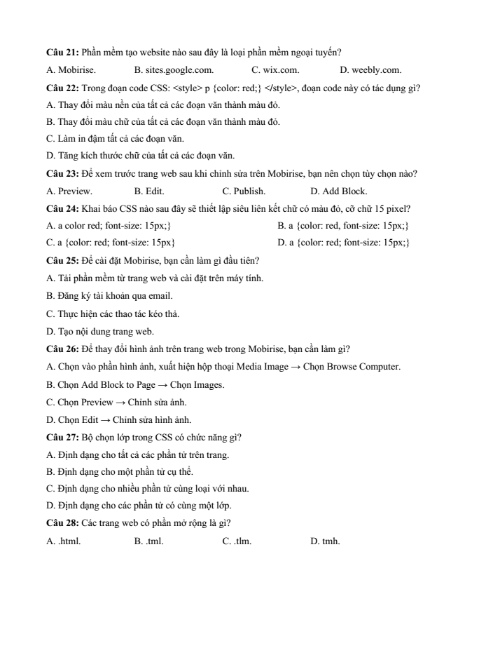 Đề thi Học kì 2 Tin học 12 năm 2025-2026 trường THPT Xuyên Mộc (TP HCM)