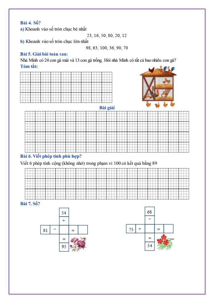 Bài tập hàng ngày Toán lớp 2 Bài 1: Ôn tập các số đến 100 | Kết nối tri thức