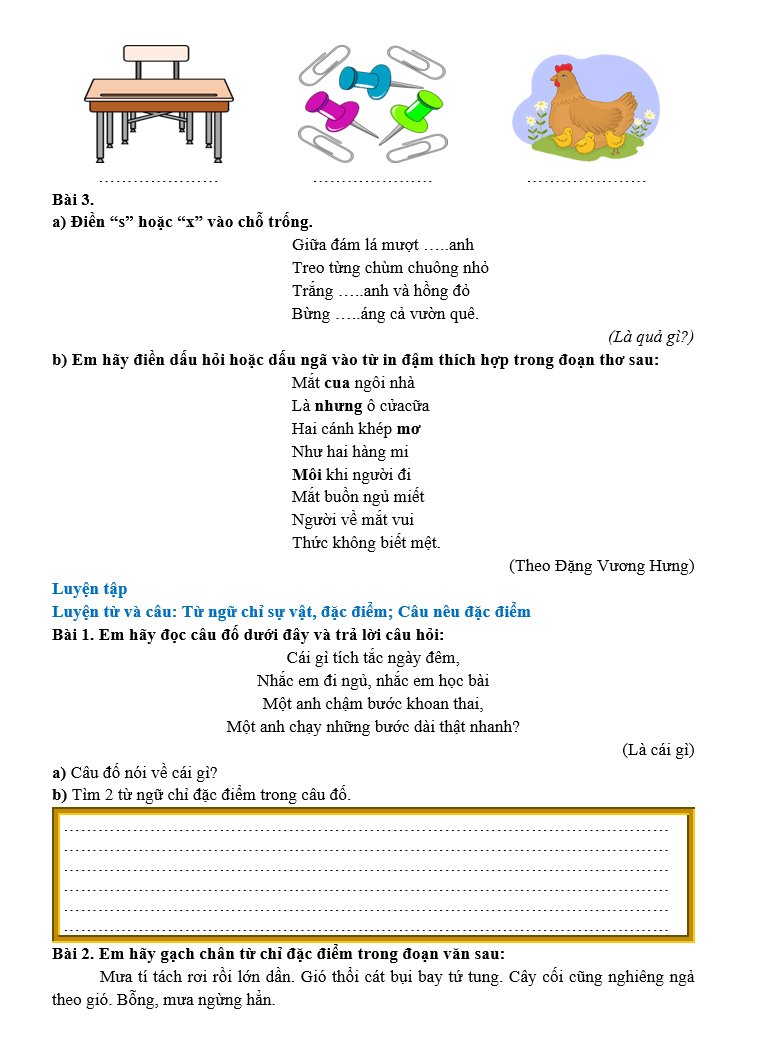 Bài tập hàng ngày Tiếng Việt lớp 2 Bài 12: Danh sách học sinh | Kết nối tri thức