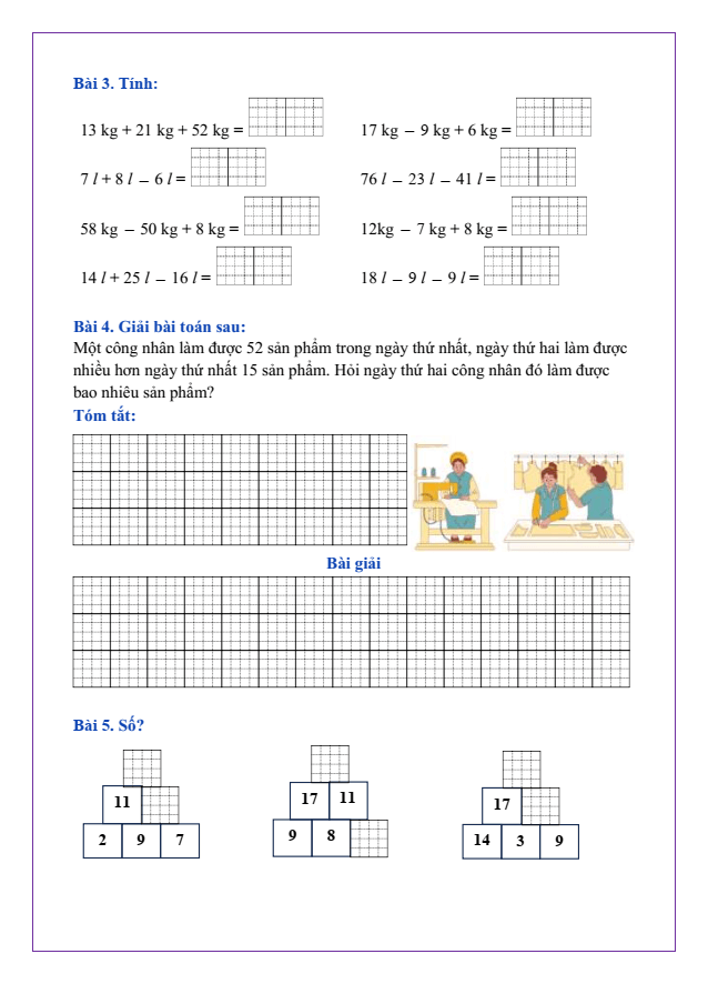 Bài tập hàng ngày Toán lớp 2 Bài 18: Luyện tập chung | Kết nối tri thức