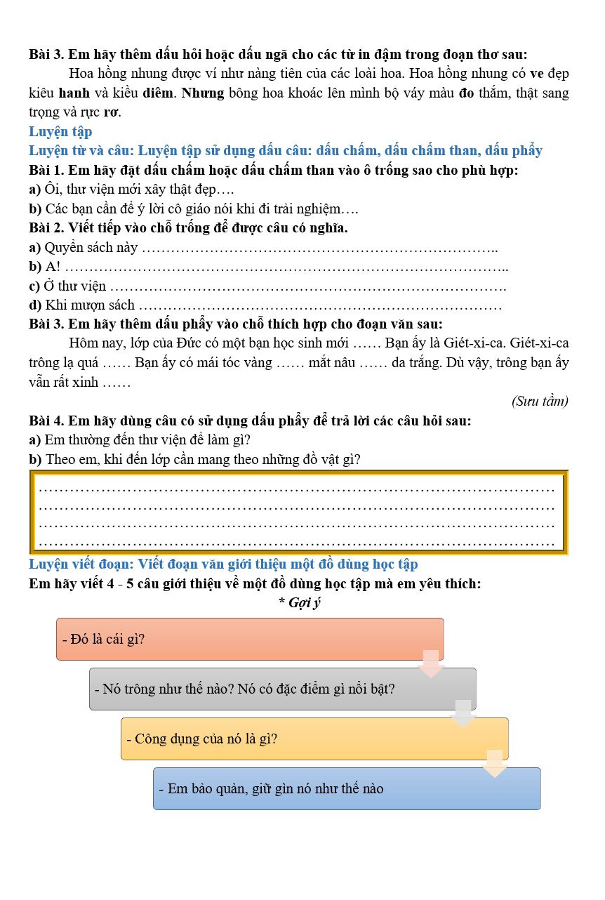 Bài tập hàng ngày Tiếng Việt lớp 2 Bài 18: Thư viện biết đi | Kết nối tri thức