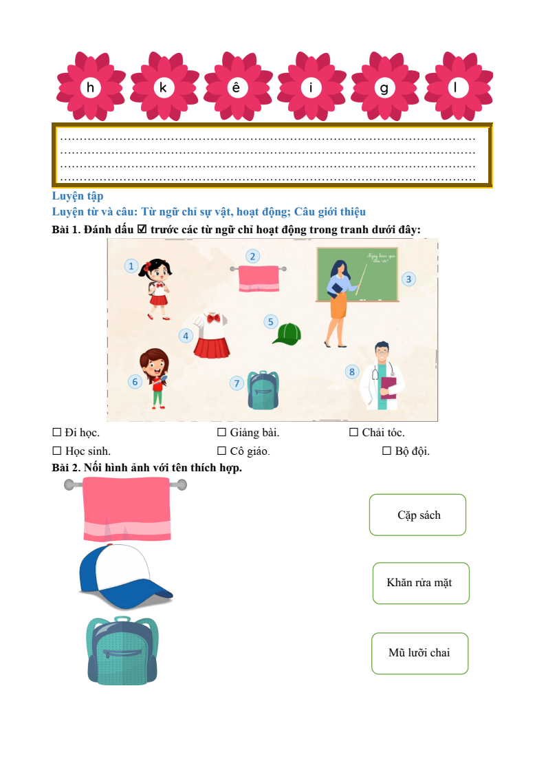 Bài tập hàng ngày Tiếng Việt lớp 2 Bài 2: Ngày hôm qua đâu rồi | Kết nối tri thức