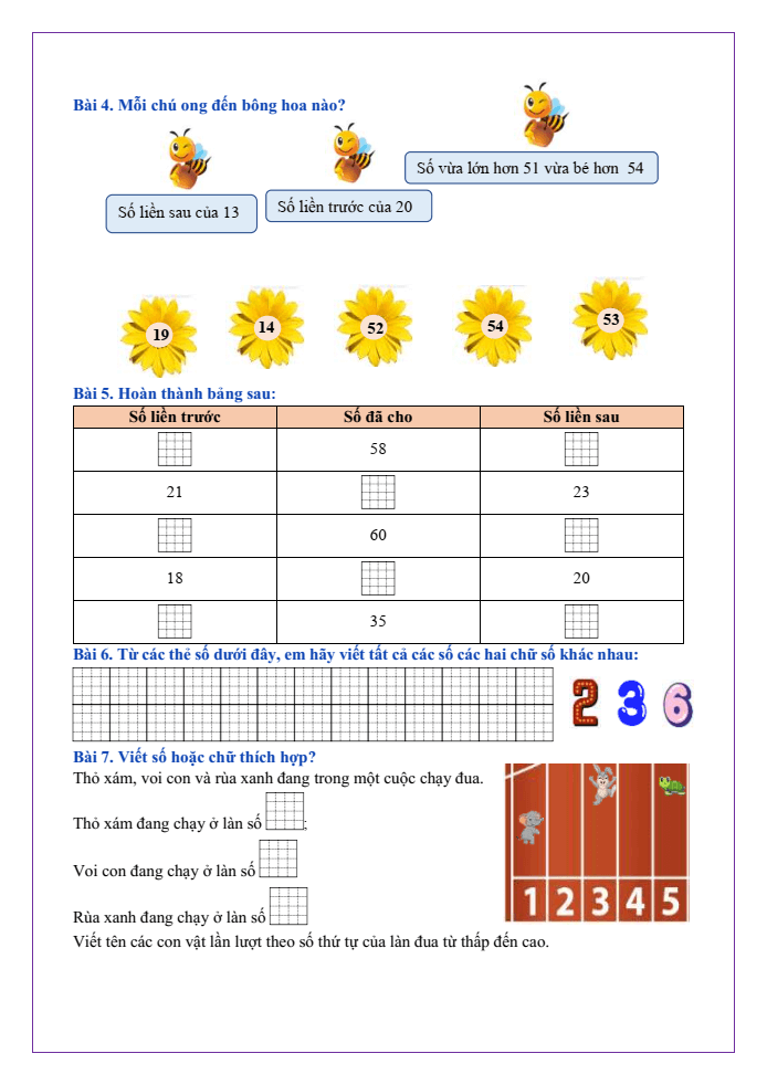 Bài tập hàng ngày Toán lớp 2 Bài 2: Tia số. Số liền trước, số liền sau | Kết nối tri thức