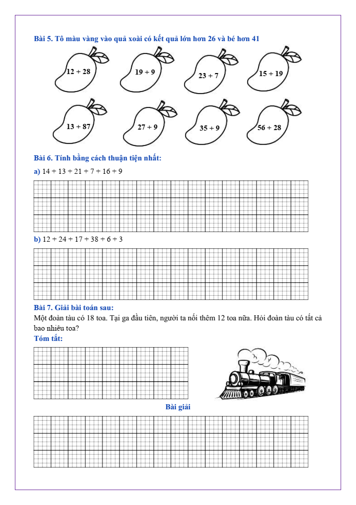 Bài tập hàng ngày Toán lớp 2 Bài 21: Luyện tập chung | Kết nối tri thức