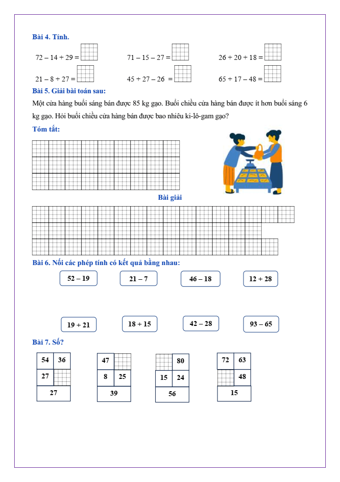 Bài tập hàng ngày Toán lớp 2 Bài 24: Luyện tập chung | Kết nối tri thức