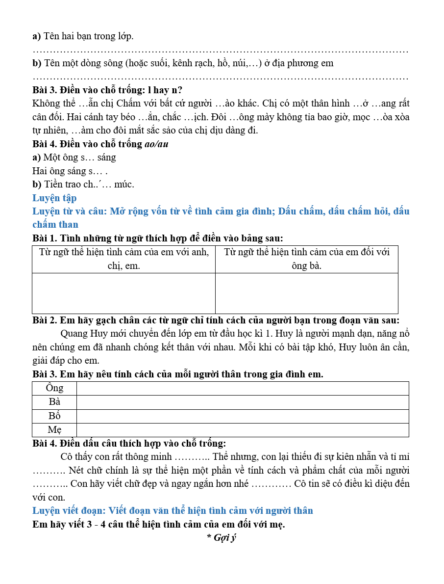 Bài tập hàng ngày Tiếng Việt lớp 2 Bài 28: Trò chơi của bố | Kết nối tri thức