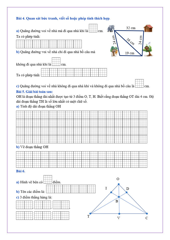 Bài tập hàng ngày Toán lớp 2 Bài 34: Ôn tập hình phẳng | Kết nối tri thức