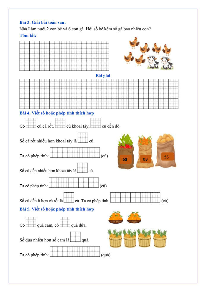 Bài tập hàng ngày Toán lớp 2 Bài 4: Hơn, kém nhau bao nhiêu | Kết nối tri thức