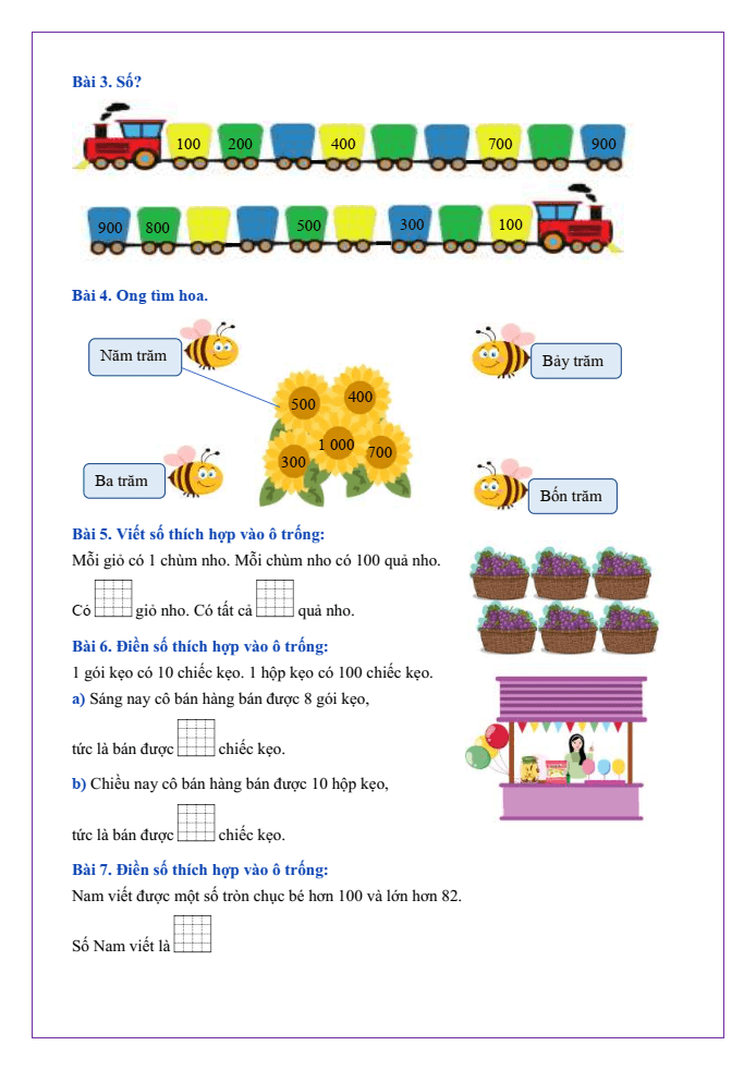 Bài tập hàng ngày Toán lớp 2 Bài 48: Đơn vị, chục, trăm, nghìn | Kết nối tri thức