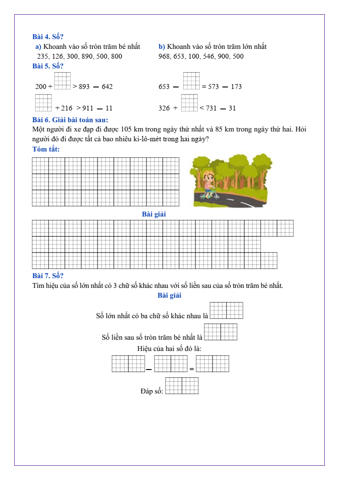 Bài tập hàng ngày Toán lớp 2 Bài 68: Ôn tập các số trong phạm vi 1000 | Kết nối tri thức