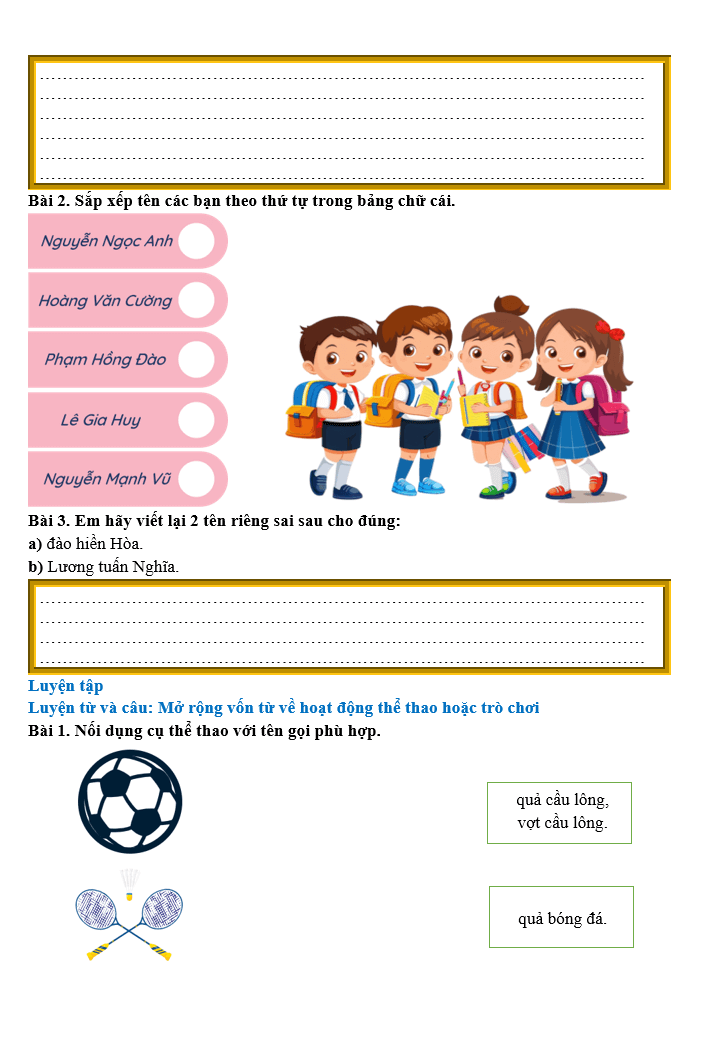 Bài tập hàng ngày Tiếng Việt lớp 2 Bài 8: Cầu thủ dự bị | Kết nối tri thức