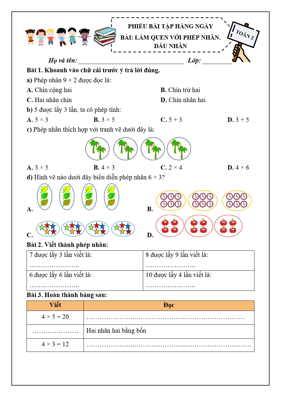 Bài tập hàng ngày Toán lớp 2 Cánh diều Học kì 2 (có lời giải)