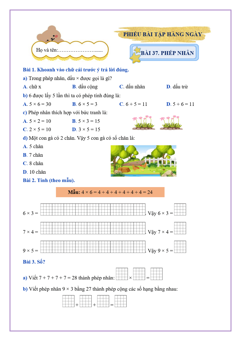 Bài tập hàng ngày Toán lớp 2 Kết nối tri thức Học kì 2 (có lời giải)