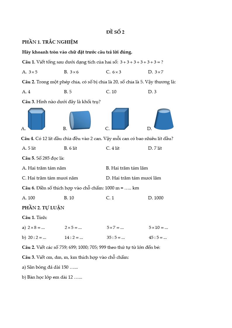 20+ Đề thi Toán lớp 2 Giữa kì 2 Kết nối tri thức 2026 (tải nhiều)
