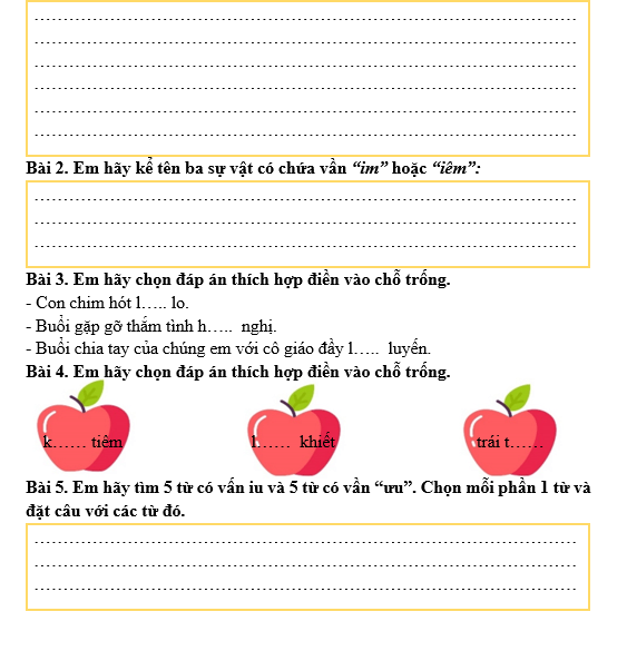 Bài tập hàng ngày Tiếng Việt lớp 3 Bài 11: Chuyện bên cửa sổ | Kết nối tri thức