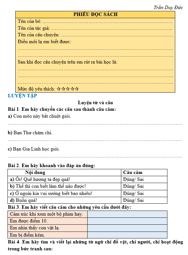 Bài tập hàng ngày Tiếng Việt lớp 3 Bài 16: Ngày em vào đội | Kết nối tri thức