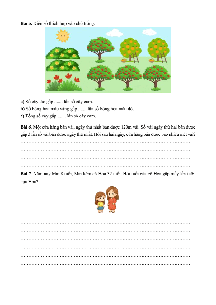 Bài tập hàng ngày Toán lớp 3 Bài 39: So sánh số lớn gấp mấy lần số bé | Kết nối tri thức