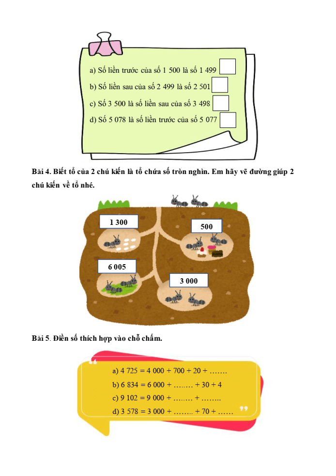 Bài tập hàng ngày Toán lớp 3 Bài 45: Các số có bốn chữ số. Số 10000 | Kết nối tri thức