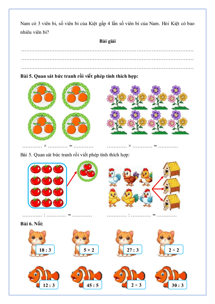 Bài tập hàng ngày Toán lớp 3 Bài 5: Bảng nhân 3, bảng chia 3 | Kết nối tri thức