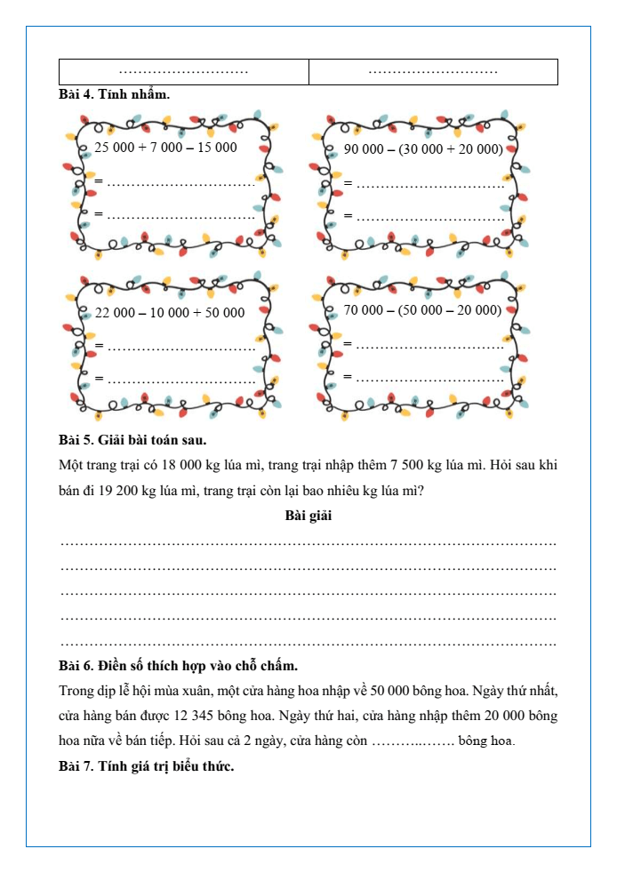 Bài tập hàng ngày Toán lớp 3 Bài 65: Luyện tập chung | Kết nối tri thức