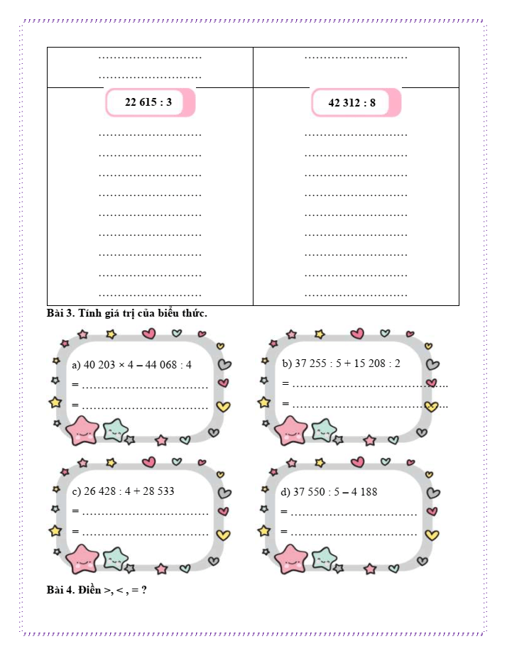 Bài tập hàng ngày Toán lớp 3 Bài 71: Chia số có năm chữ số cho số có một chữ số | Kết nối tri thức