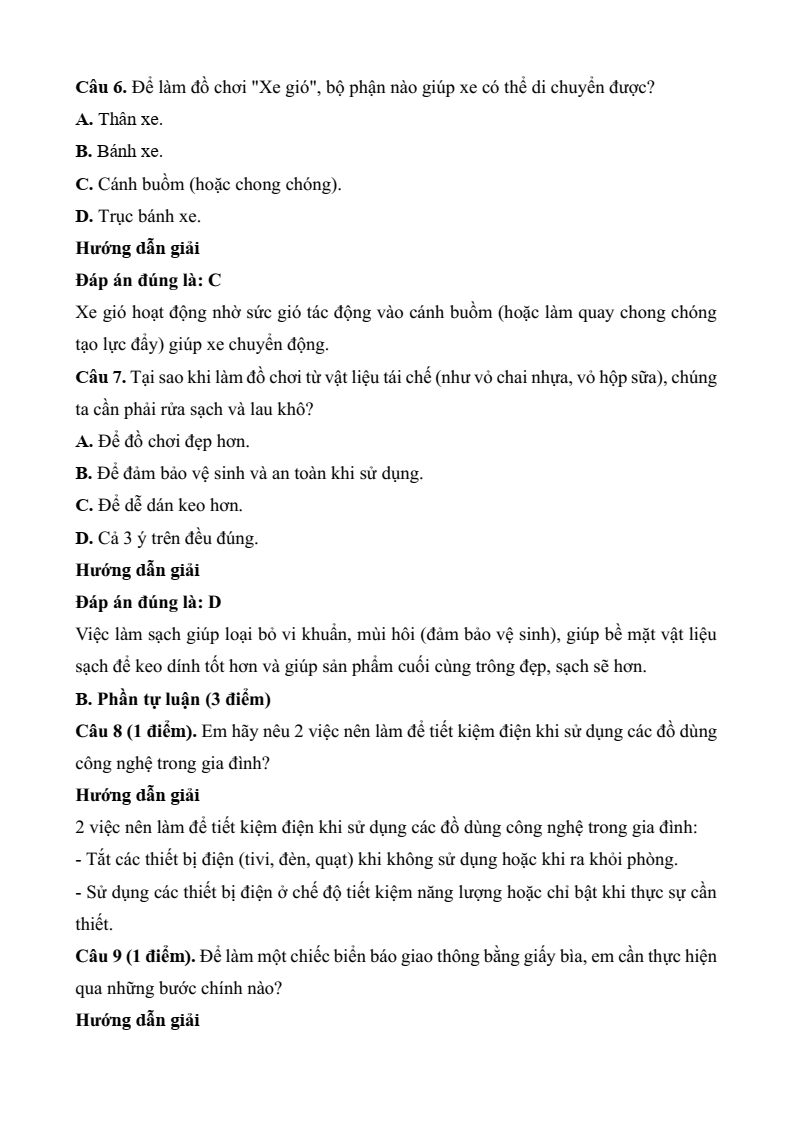 6+ Đề thi Học kì 2 Công nghệ lớp 3 Kết nối tri thức (có đáp án, cấu trúc mới)