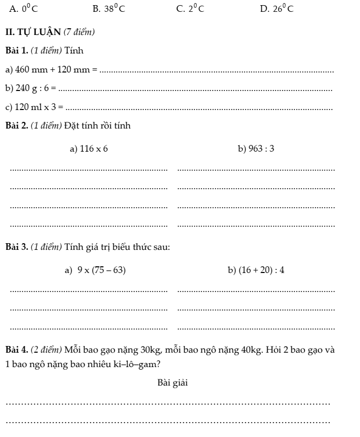 20+ Đề thi Toán lớp 3 Học kì 1 Kết nối tri thức 2025 (tải nhiều)