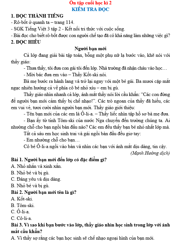 Bài tập hàng ngày Tiếng Việt lớp 3 Ôn tập cuối học kì 2 | Kết nối tri thức