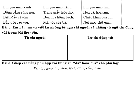 Bài tập hàng ngày Tiếng Việt lớp 3 Ôn tập giữa học kì 1 | Kết nối tri thức