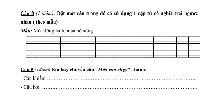 Đề thi Học kì 2 Tiếng Việt lớp 3 năm 2023-2024 trường Tiểu học Long Biên (Hà Nội)