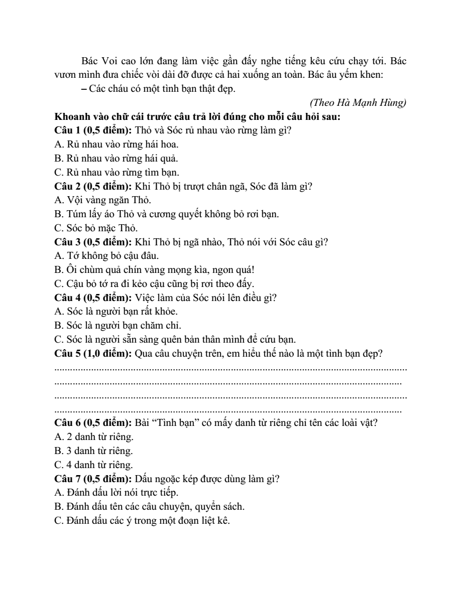 Đề thi Giữa kì 1 Tiếng Việt lớp 4 năm 2024-2025 trường Tiểu học TH&THCS Long Phụng (Long An)