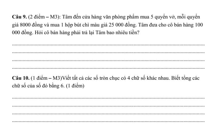 Đề thi Giữa kì 1 Toán lớp 4 năm 2023-2024 trường Tiểu học Phúc Ninh (Tuyên Quang)