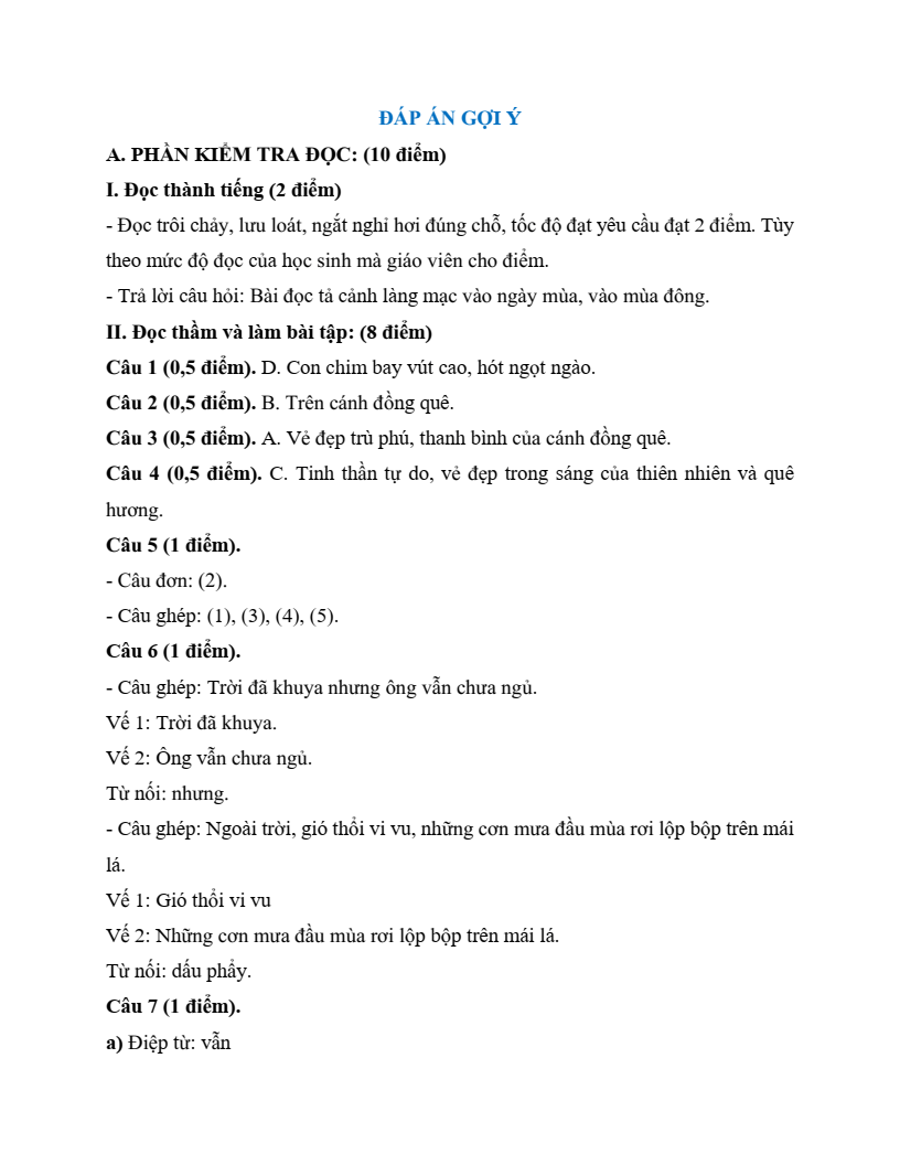 20 Đề thi Giữa kì 2 Tiếng Việt lớp 5 Cánh diều (có đáp án, cấu trúc mới)