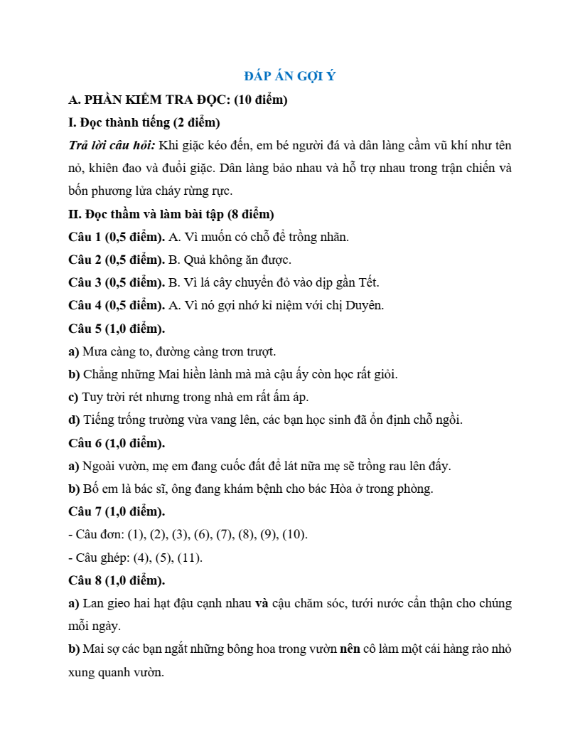 20 Đề thi Giữa kì 2 Tiếng Việt lớp 5 Kết nối tri thức (có đáp án, cấu trúc mới)