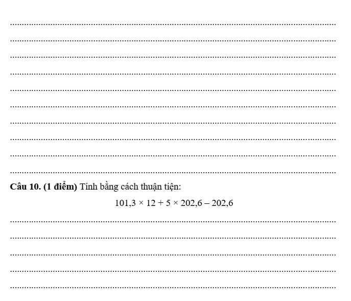 Đề thi Học kì 2 Toán lớp 5 năm 2025-2026 UBND phường Hạc Thành (Thanh Hóa)