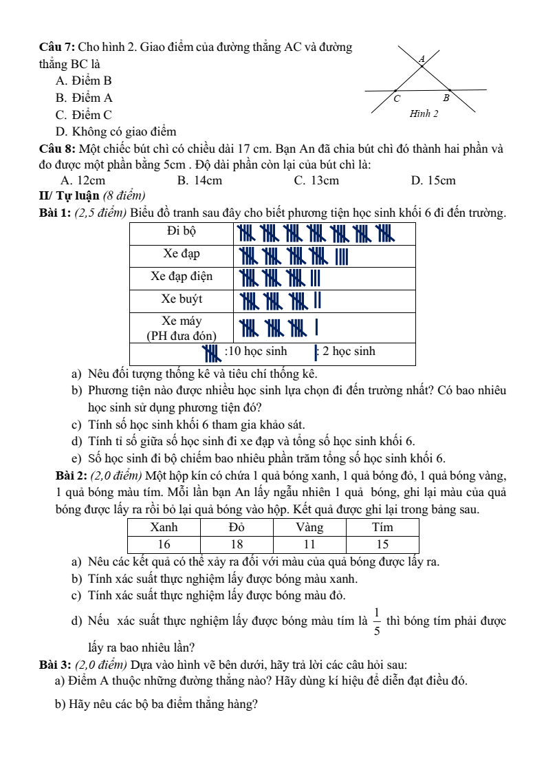 Đề cương ôn tập Giữa kì 2 Toán 6 trường THCS Nguyễn Bỉnh Khiêm (Hà Nội) năm 2025-2026