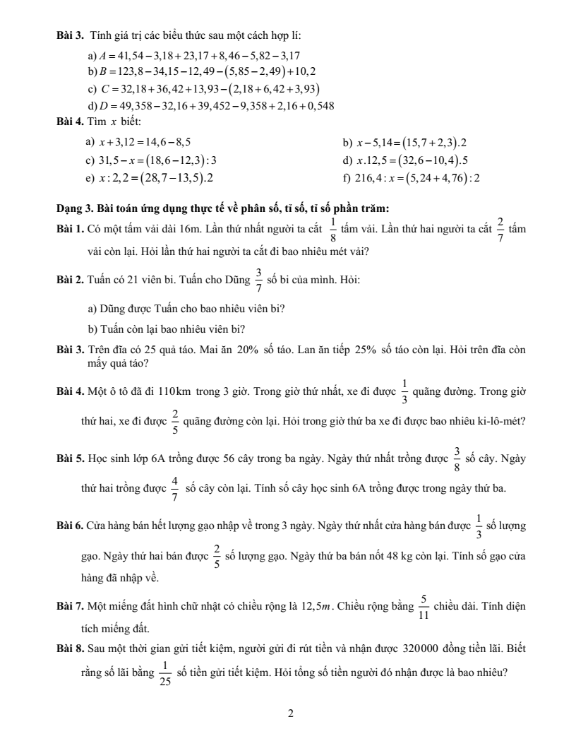 Đề cương ôn tập Giữa kì 2 Toán 6 trường THCS Thành Công (Hà Nội) năm 2025-2026