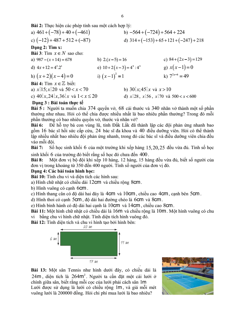 Đề cương ôn tập Học kì 1 Toán 6 trường THCS Ái Mộ năm 2025-2026