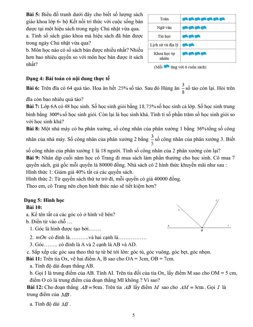 Đề cương ôn tập Học kì 2 Toán 6 trường THCS Nguyễn Trường Tộ (Hà Nội) năm 2025-2026