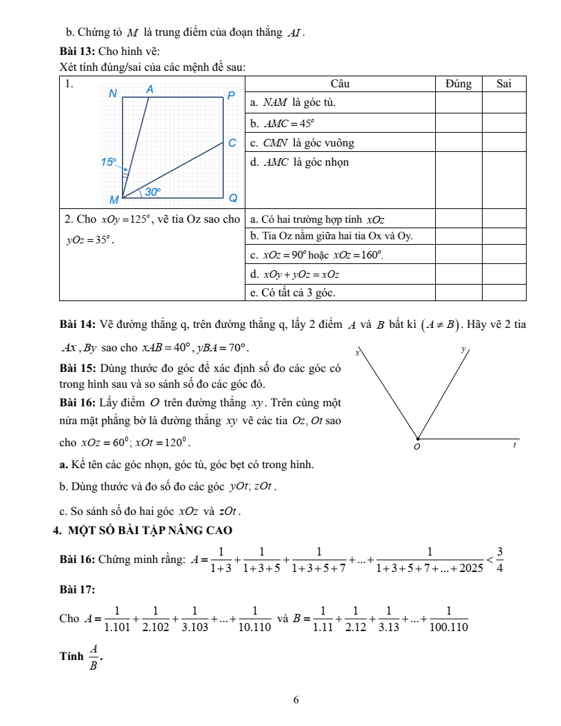 Đề cương ôn tập Học kì 2 Toán 6 trường THCS Nguyễn Trường Tộ (Hà Nội) năm 2025-2026