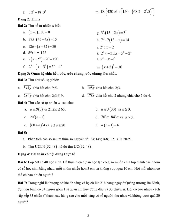 Đề cương ôn tập Giữa kì 1 Toán 6 trường THCS Nguyễn Trường Tộ năm 2025-2026
