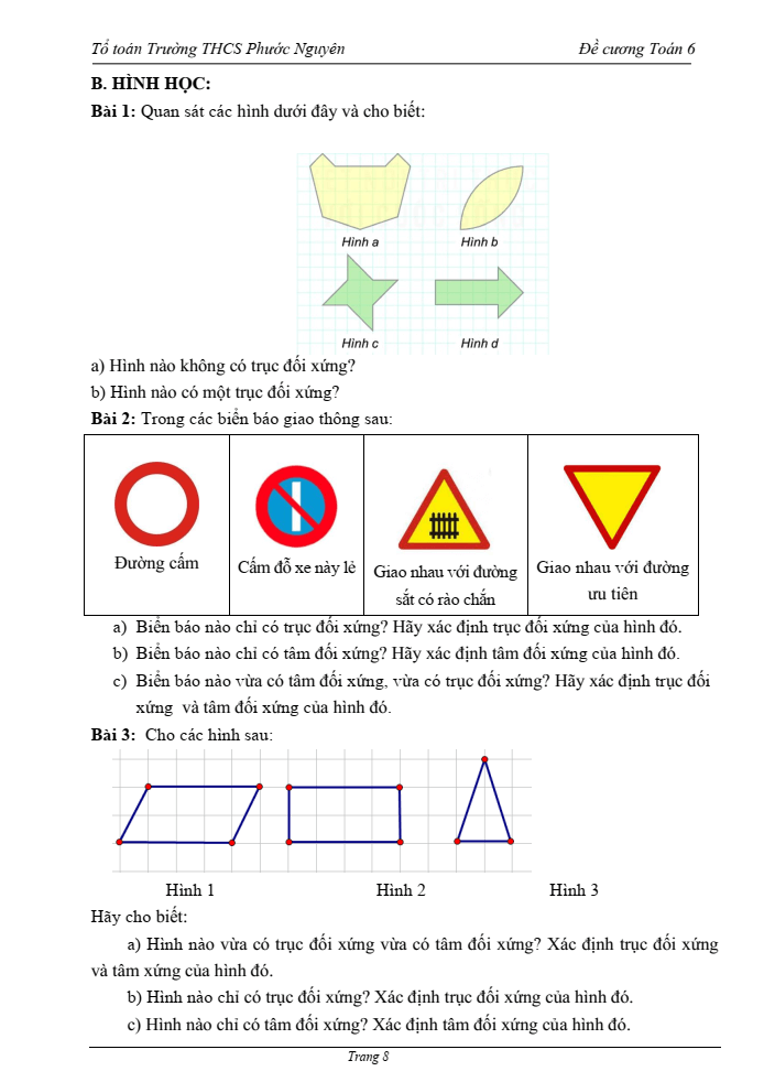 Đề cương ôn tập Giữa kì 2 Toán 6 trường THCS Phước Nguyên năm 2024-2025