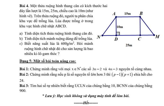 Đề cương ôn tập Học kì 1 Toán 6 trường THCS Nguyễn Bỉnh Khiêm năm 2024-2025