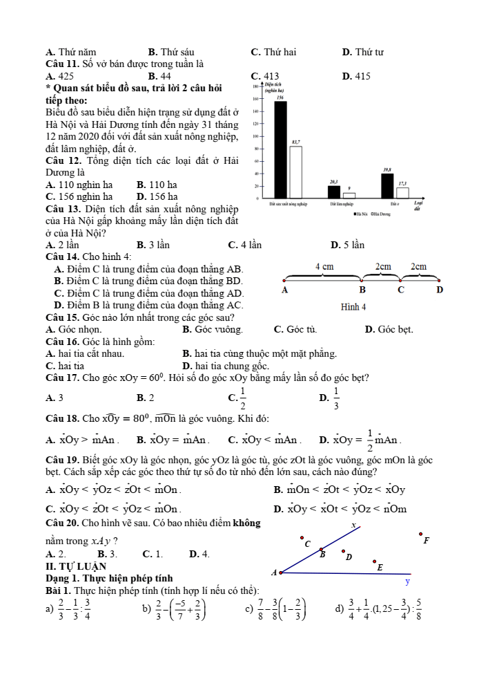 Đề cương ôn tập Học kì 2 Toán 6 trường THCS Phú Thị năm 2024-2025
