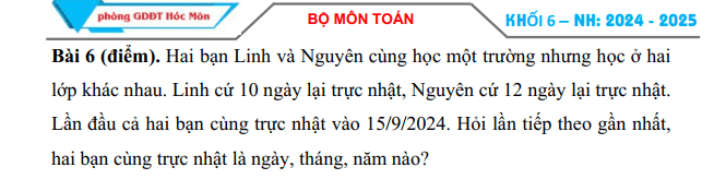 Đề thi Giữa kì 1 Toán 6 năm 2024-2025 Trường THCS Xuân Thới Thượng