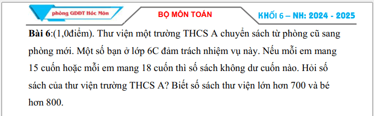 Đề thi Giữa kì 1 Toán 6 năm 2024-2025 Trường THCS Đông Thạnh