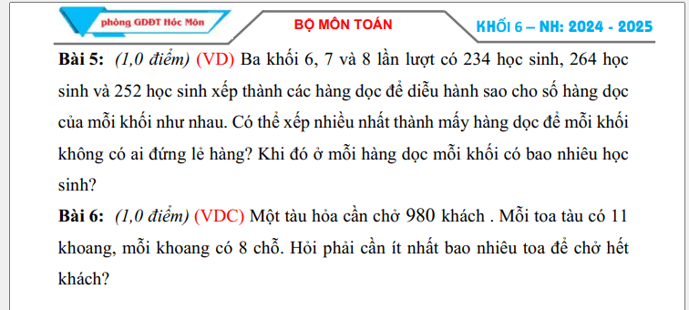 Đề thi Giữa kì 1 Toán 6 năm 2024-2025 Trường THCS Nguyễn Văn Bứa