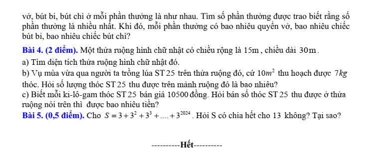 Đề thi Giữa kì 1 Toán 6 THCS Mỹ Tiến năm 2025-2026