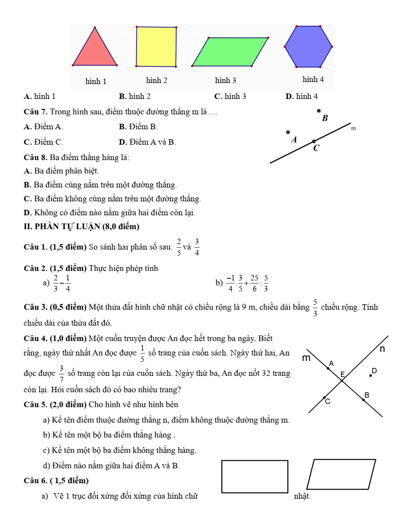Đề thi Giữa kì 2 Toán 6 phòng GD&ĐT Quận 3 (Tp.HCM) năm 2024-2025